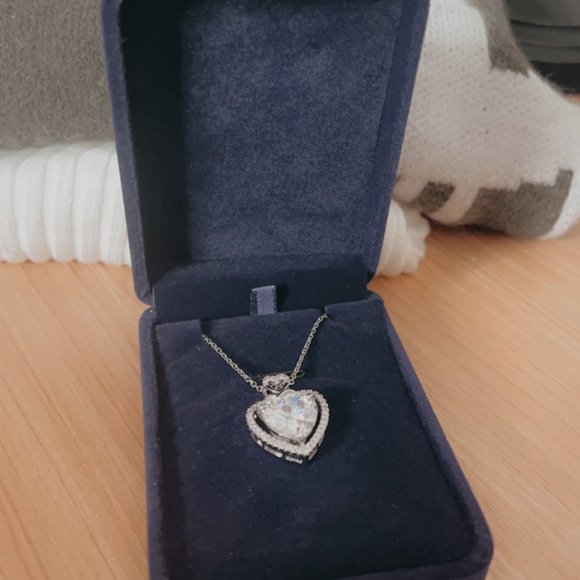 Double Heart Crystal Infinity Pendant Necklace - Picture 9 of 10